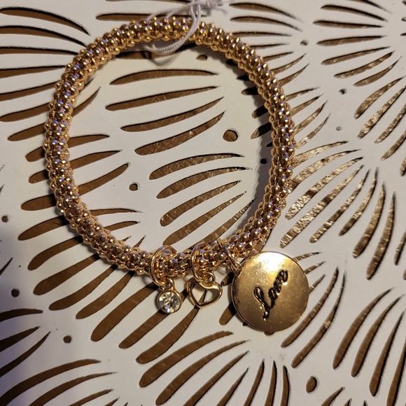 Gold Tone Stretch Metal Bracelet OS - Picture 2 of 2